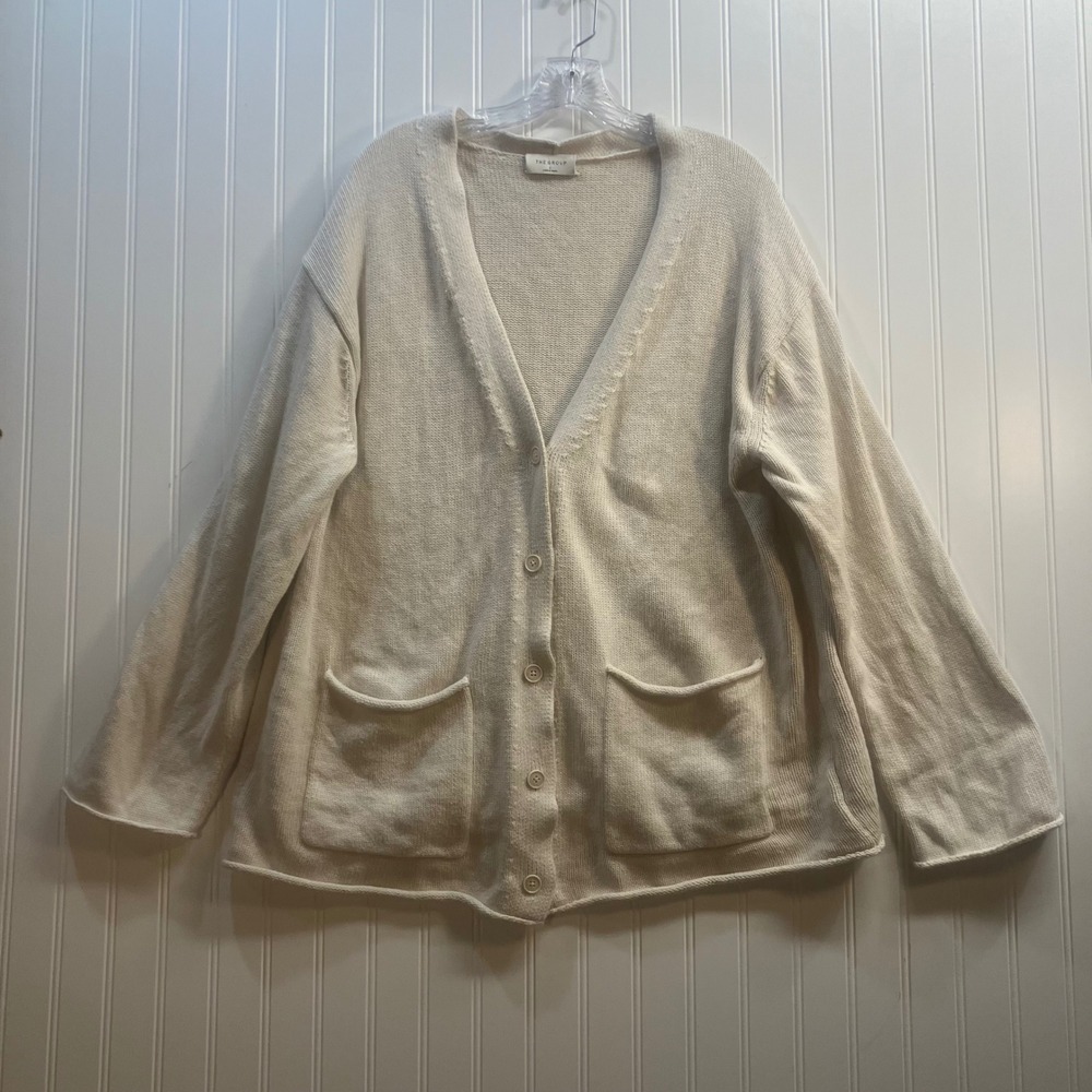 The Group by Aritzia Cotton Cashmere Cardigan Sweater Cream Small Oversized Soft